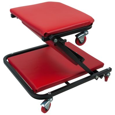 Pat mecanic pentru atelier auto KS TOOLS 500.8011, transformabil in scaun, cadru metalic, cu roti, rosu, capacitate sustinere 90 kg