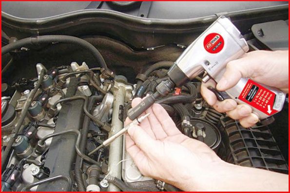 Masina de insurubat pneumatica pentru bujii incandescente KS TOOLS 90846, cu vibratii, prindere 1/4, 5 piese