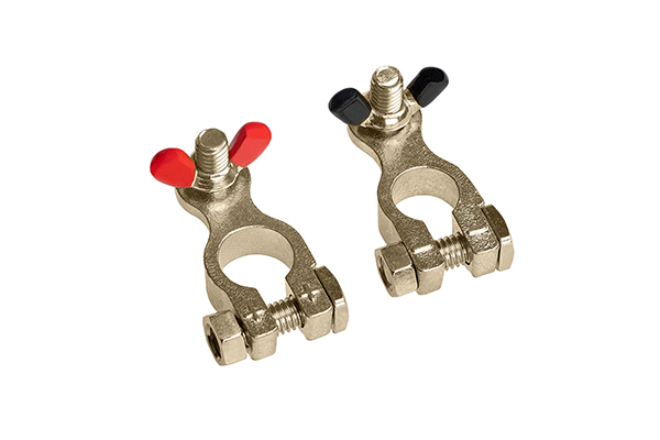 Set 2 borne pentru baterie auto ALCA 509300, din alama, pentru diametrul cablului bateriei de pana la 10 mm, pentru baterii 12V si 24V