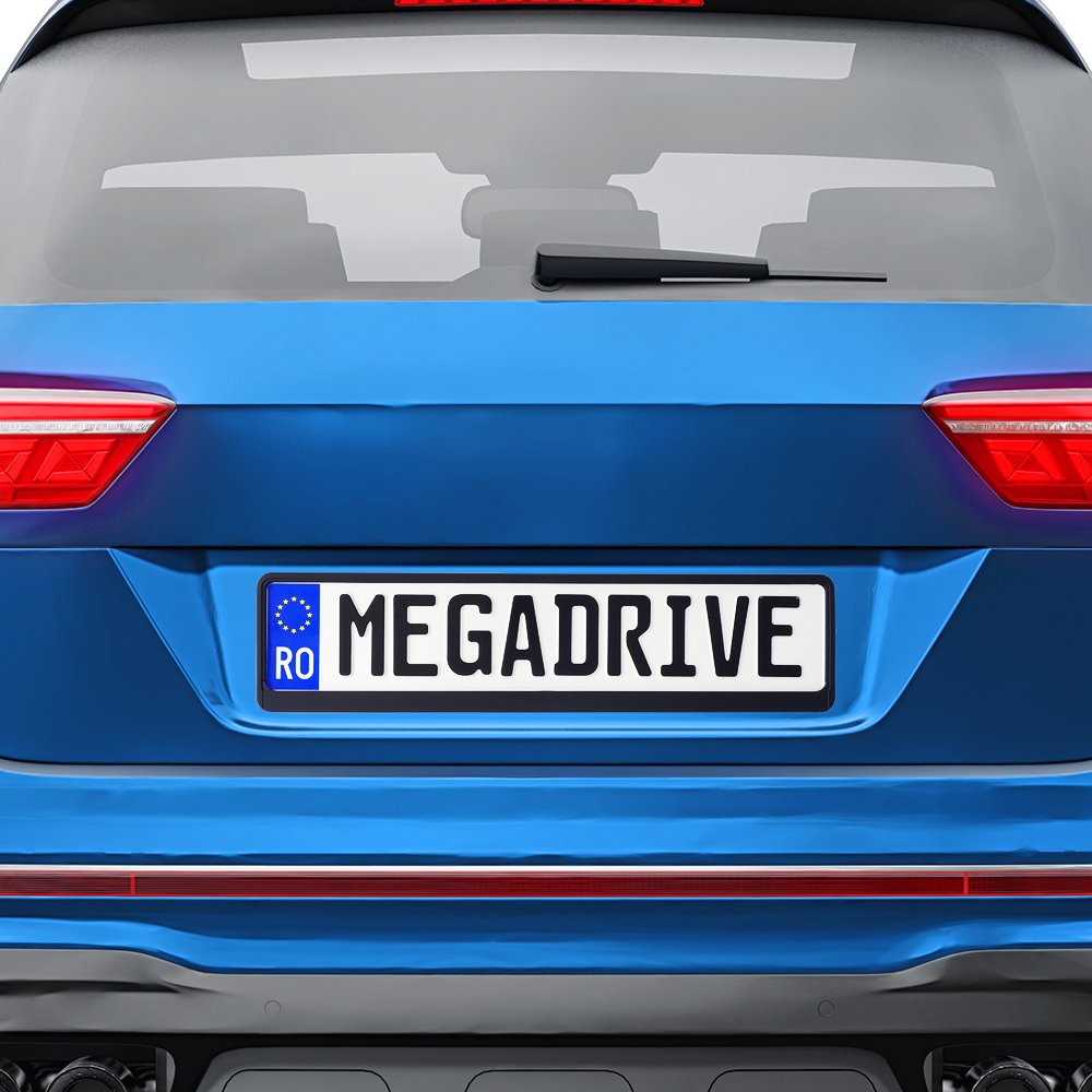 Suport pentru numar inmatriculare auto MEGA DRIVE 45181, negru metalizat, 1 bucata, polipropilena