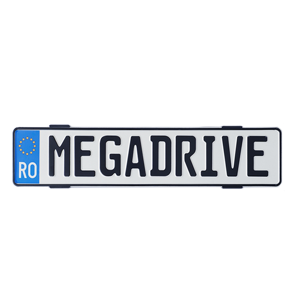 Set 4 suporturi slim pentru numar inmatriculare auto MEGA DRIVE 45194, negru, polipropilena