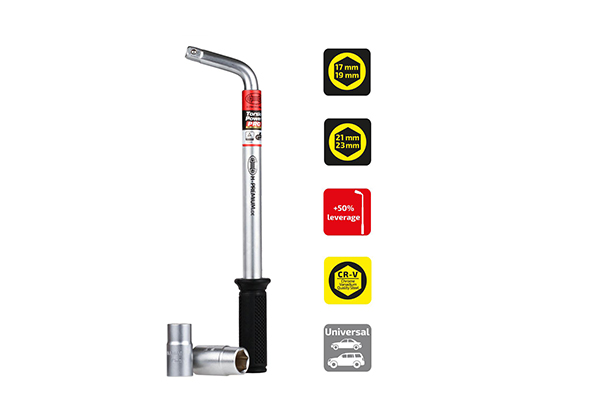 Cheie pentru roti HEYNER TorsioPower Pro 02967, tip L, extensibila, deschidere cheie 17/19, 21/23 mm