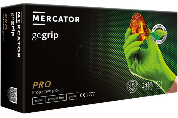 Set 50 manusi din nitril IDEALL 42134, culoare verde, structura diamantata, marime XL