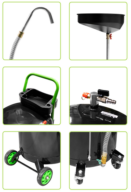 Colector pentru ulei uzat auto JBM 53873, capacitate rezervor 80 litri, capacitate filtru cu sita pentru colectare 10 litri