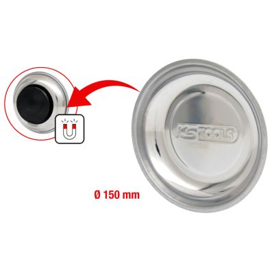 Tava magnetica plata KS TOOLS 800.0150, din otel inoxidabil, diametru 150 mm