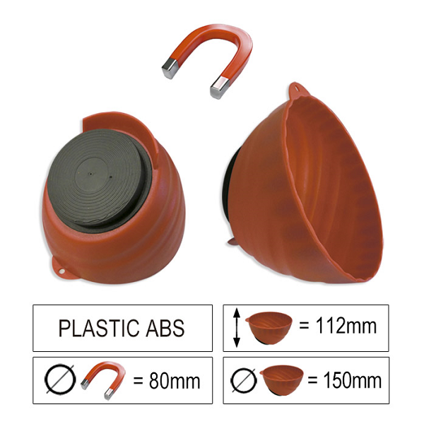 Cuva din plastic cu magnet JBM 52466, diametru 150 mm, plastic ABS, rosu