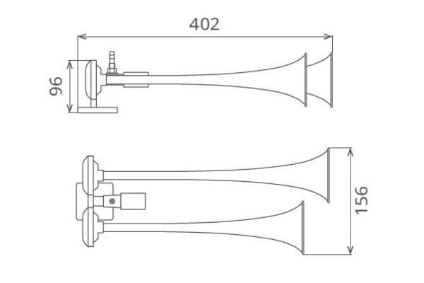 Claxon cromat cu doua goarne SEGER 45893, pentru camioane, alimentare 24 V
