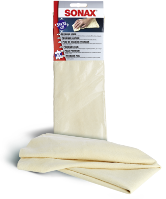 Laveta premium din piele naturala SONAX 416300, 59 x 38 cm, alb