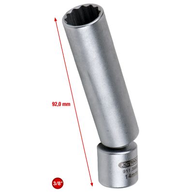 Cheie tubulara articulata pentru bujii KS TOOLS 911.3999, prindere patrat 3/8 inch, marime 14 mm, pentru BMW