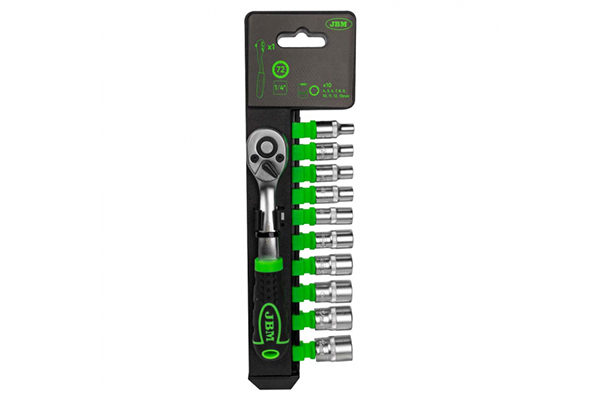 Clichet cu 72 dinti JBM 54031, prindere patrat 1/4 inch, cu set 12 tubulare