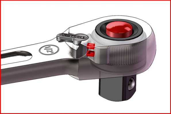 Clichet cu schimbare de directie KS TOOLS SlimPower 920.3890, prindere patrat 3/8 inch, 72 dinti, lungime 190 mm