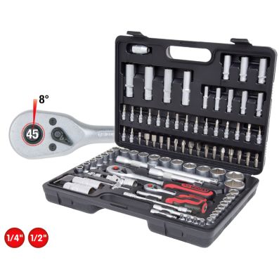 Set 96 chei tubulare KS TOOLS 917.0796, prindere 1/4 inch, 1/2 inch, geanta din material plastic