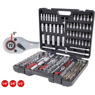 Set 195 chei tubulare KS TOOLS 917.0795, prindere 1/4 inch, 3/8 inch, 1/2 inch, geanta din material plastic
