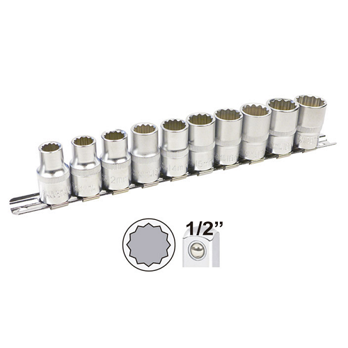 Set 10 tubulare inelare JBM 52716, prindere 1/2 inch, 10, 11, 12, 13, 14, 15, 16, 17, 18, 19 mm