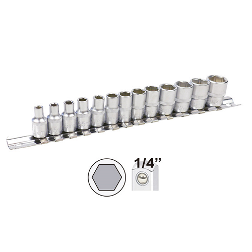 Set 13 tubulare hexagonale JBM 00204, prindere 1/4 inch, marimi 4, 4.5, 5, 5.5, 6, 7, 8, 9, 10, 11, 12, 13, 14 mm