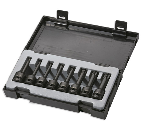 Set 8 imbusuri de impact JBM 52340, lungi, prindere patrat 1/2 inch, profil torx, cutie material plastic