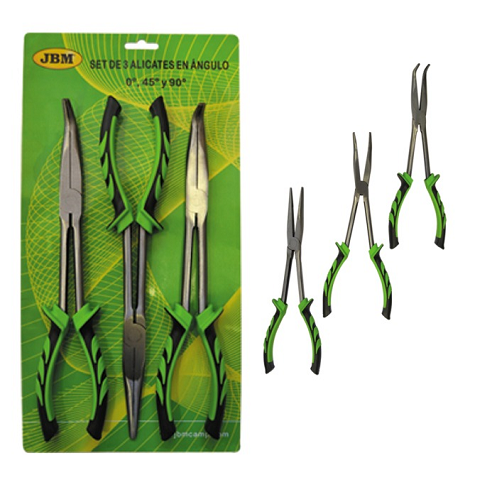 Set de 3 clesti JBM 52272 lungi, metalici, manere cauciuc