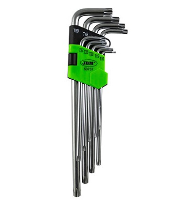Set 9 chei torx JBM 05361, lungi, marimi T10, T15, T20,T25, T27, T30, T40, T45, T50