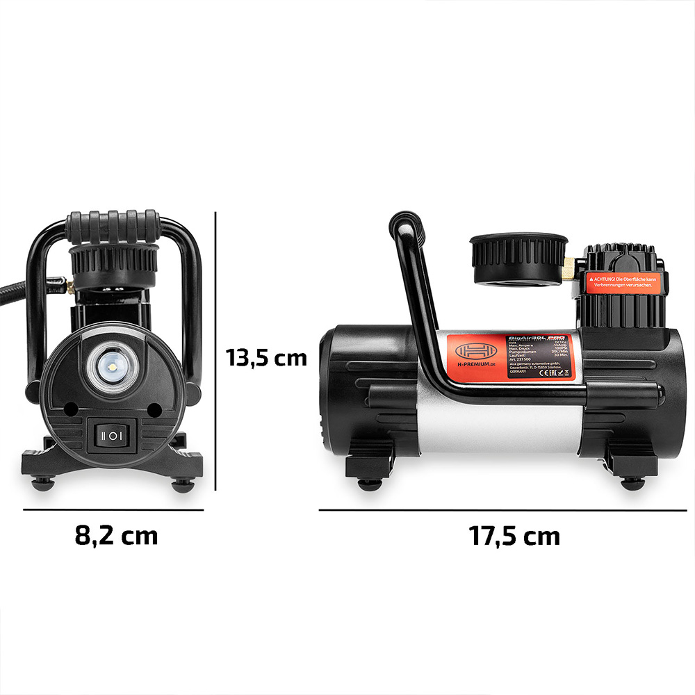 Compresor aer premium HEYNER BigAir Pro 43312, alimentare bricheta auto 12V, debit aer 30 litri. 130 PSI, manometru, lampa LED