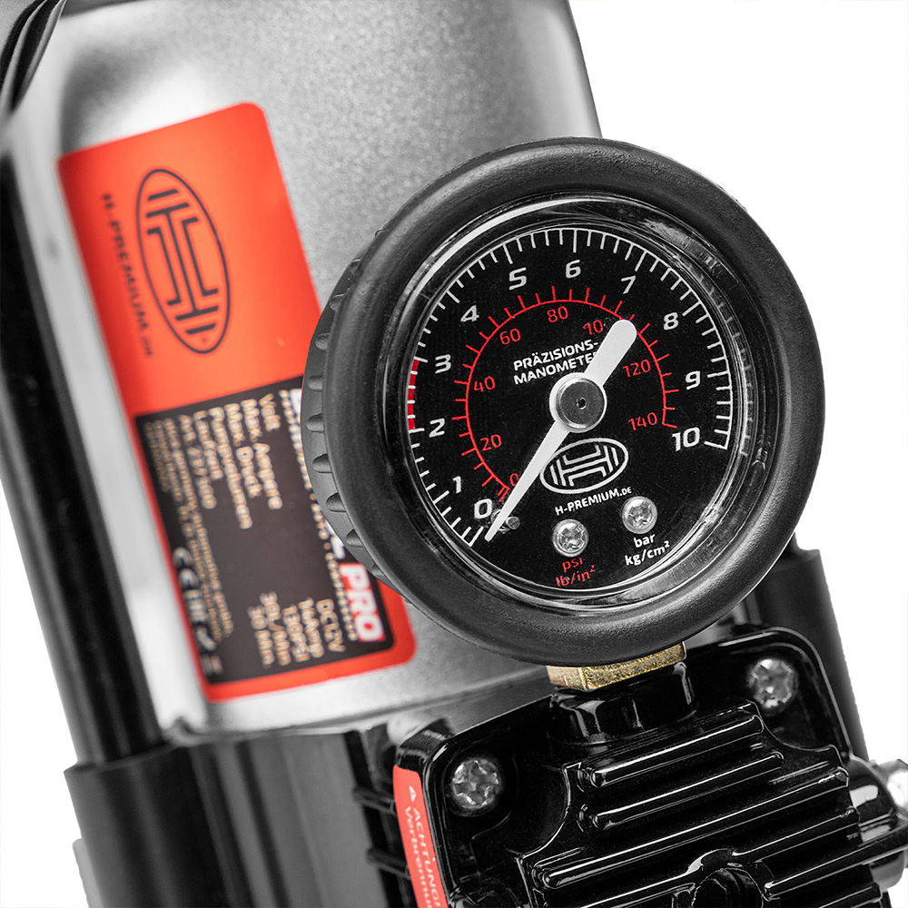 Compresor aer premium HEYNER BigAir Pro 43312, alimentare bricheta auto 12V, debit aer 30 litri. 130 PSI, manometru, lampa LED