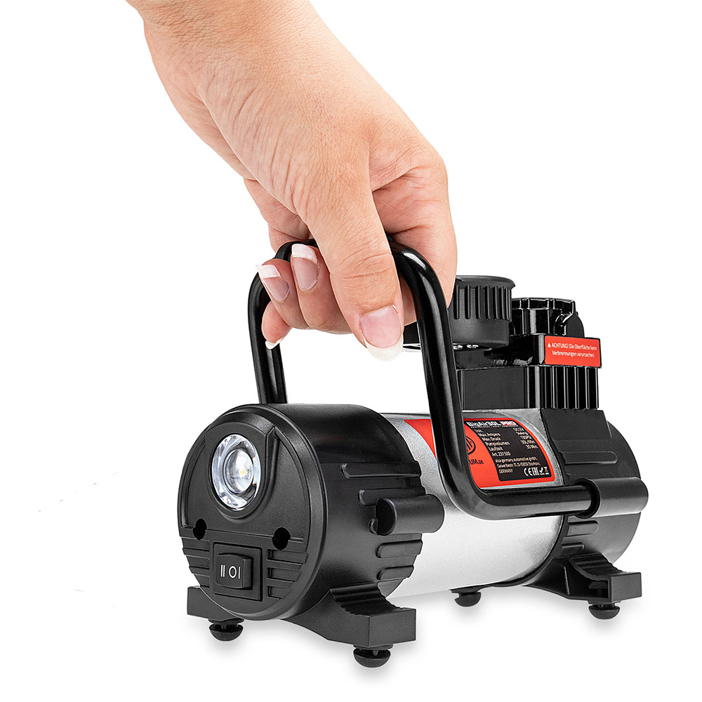 Compresor aer premium HEYNER BigAir Pro 43312, alimentare bricheta auto 12V, debit aer 30 litri. 130 PSI, manometru, lampa LED