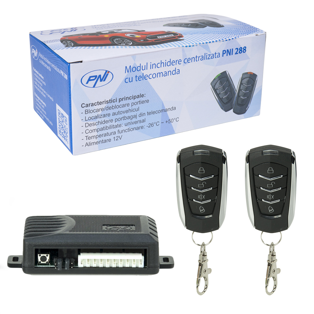 Modul inchidere centralizata PNI 288, cu 2 telecomenzi, alimentare 12 V, localizare masina in parcare, deschidere portbagaj