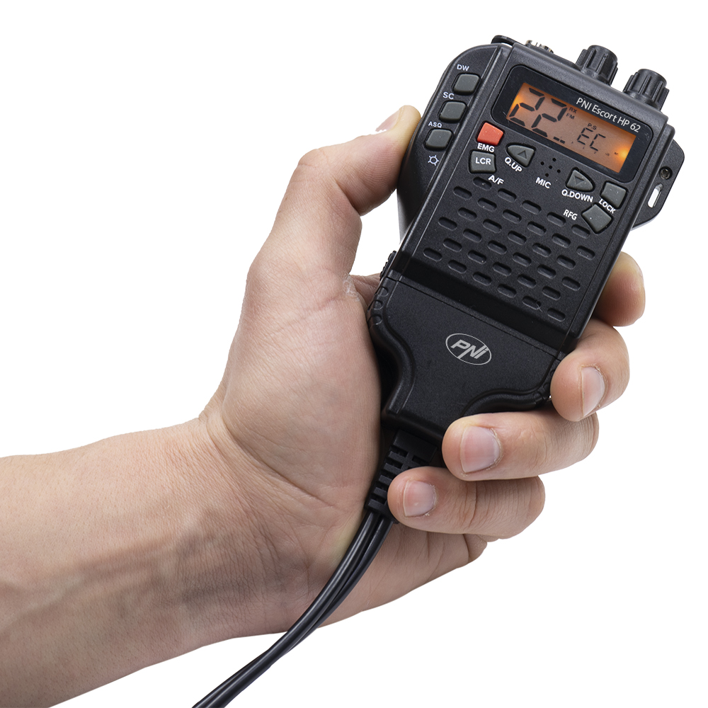 Statie radio CB portabila PNI Escort HP62 24611, conector BNC, mufa cu 2 pini si mufa PL259, 40 canale, putere emisie 4W+