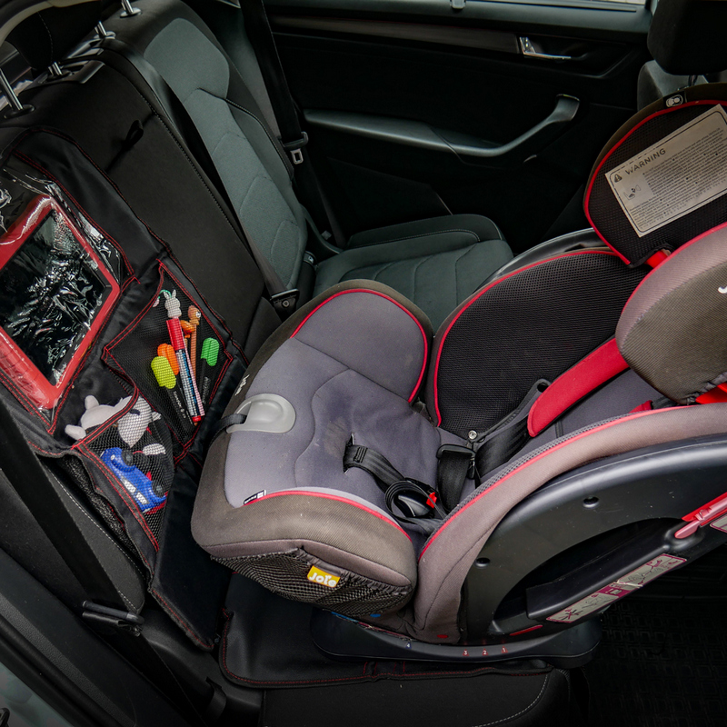 Husa de protectie pentru scaun auto copii MEGA DRIVE 24306, cu buzunar tableta, 2 compartimente depozitare, 104 x 48 cm, material Nylon Oxford 600D