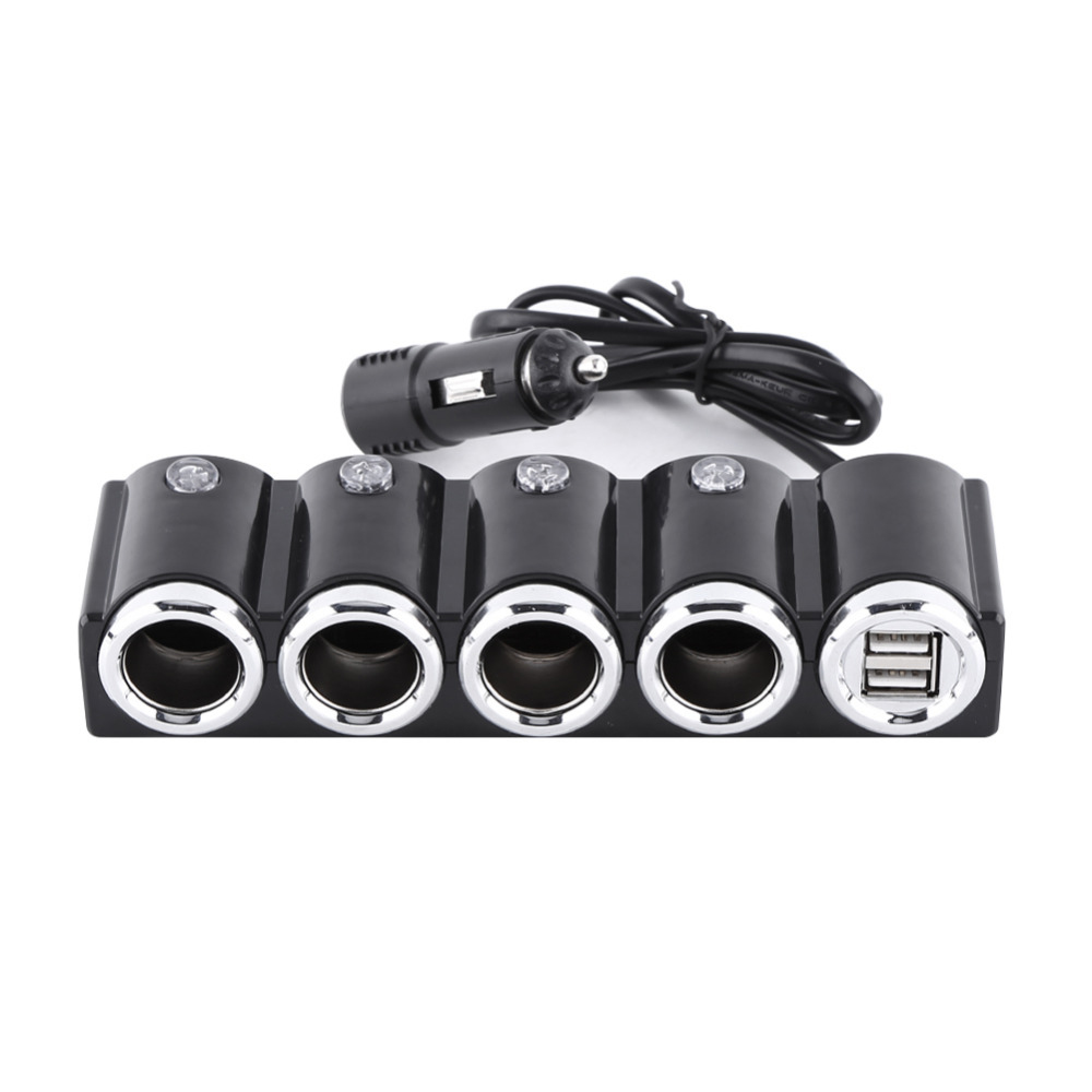 Incarcator auto PNI Lighter 04 42104, cu 4 iesiri de bricheta, 12 V/24 V, 2 iesiri USB, 1A, indicator led