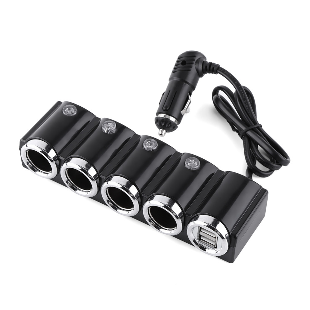 Incarcator auto PNI Lighter 04 42104, cu 4 iesiri de bricheta, 12 V/24 V, 2 iesiri USB, 1A, indicator led