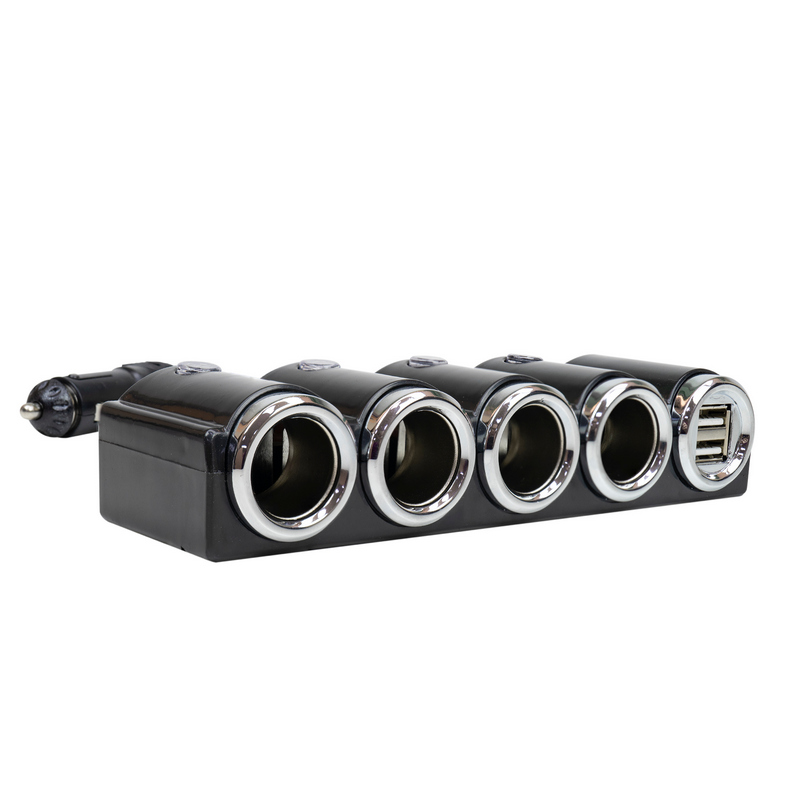 Incarcator auto PNI Lighter 04 42104, cu 4 iesiri de bricheta, 12 V/24 V, 2 iesiri USB, 1A, indicator led