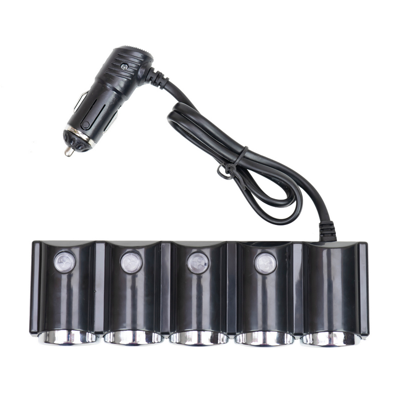 Incarcator auto PNI Lighter 04 42104, cu 4 iesiri de bricheta, 12 V/24 V, 2 iesiri USB, 1A, indicator led