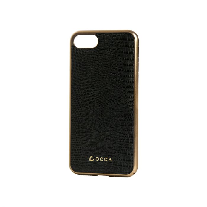 Carcasa iPhone 7/8/SE2020/SE2022 Occa OCLZDIPH7BK, Lizard Black, piele naturala, protectie margine 360 grade