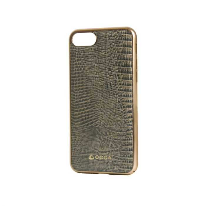 Carcasa iPhone 7/8/SE2020/SE2022 Occa OCLZDIPH7GR, Lizard Gray, piele naturala, protectie margine 360 grade