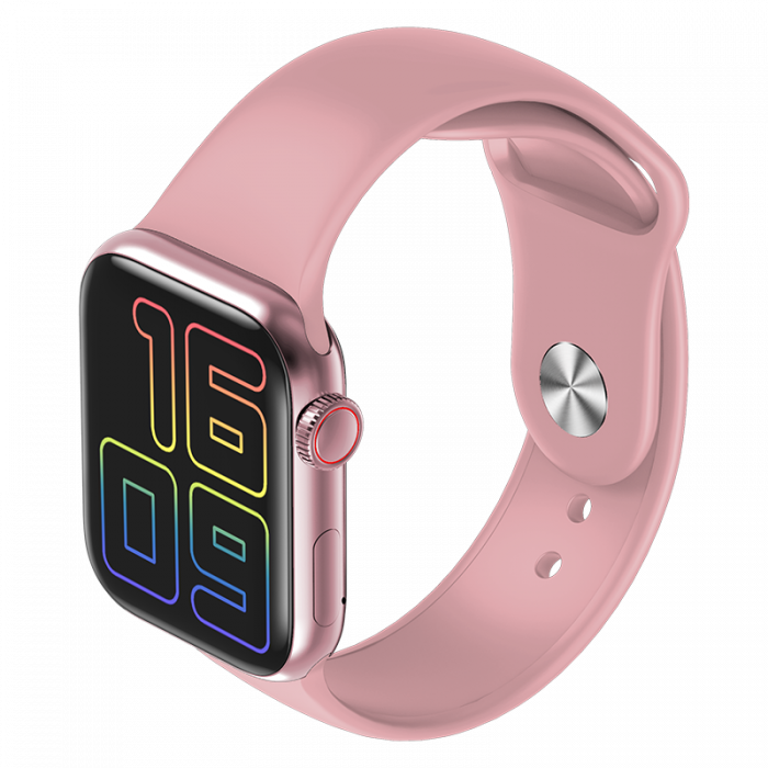 Ceas smartwatch HiFuture HiTime Mini Pink, cadran din aliaj de zinc, diametru display 35 mm