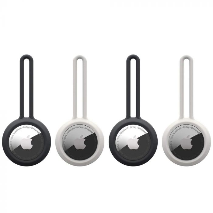 Set 4 huse AirTag Apple UAG 16322VM14035 Dot Loop, negru-alb