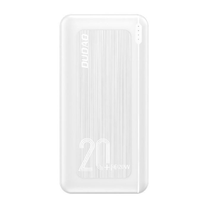 Acumulator extern Dudao 20000 mAh, Incarcare rapida 3.0, 20W, 2x USB / USB Type C Alb
