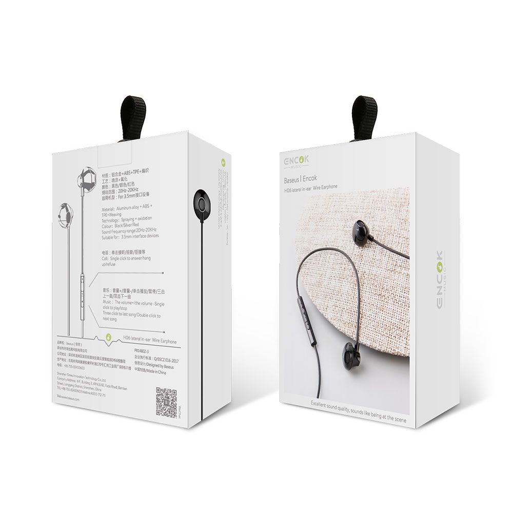 Casti audio Jack 3.5mm Baseus Encok H06, negru, in-ear