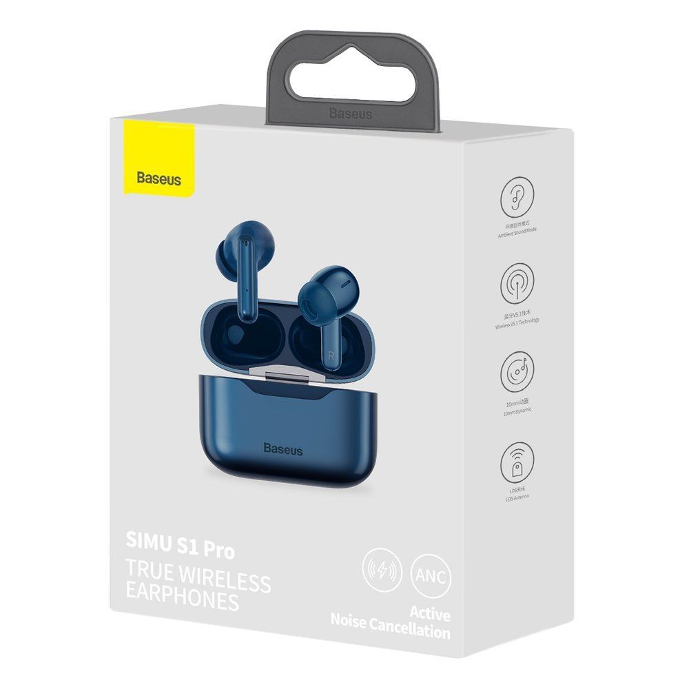 Casti audio in-ear True Wireless Wireless Baseus Simu S1 Pro Bluetooth 5.1, albastru