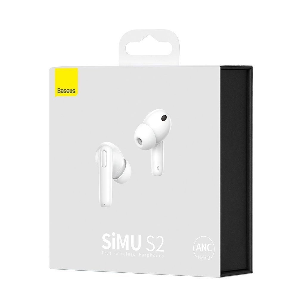Casti audio in-ear true Wireless Baseus Simu S2 Bluetooth 5.0, alb