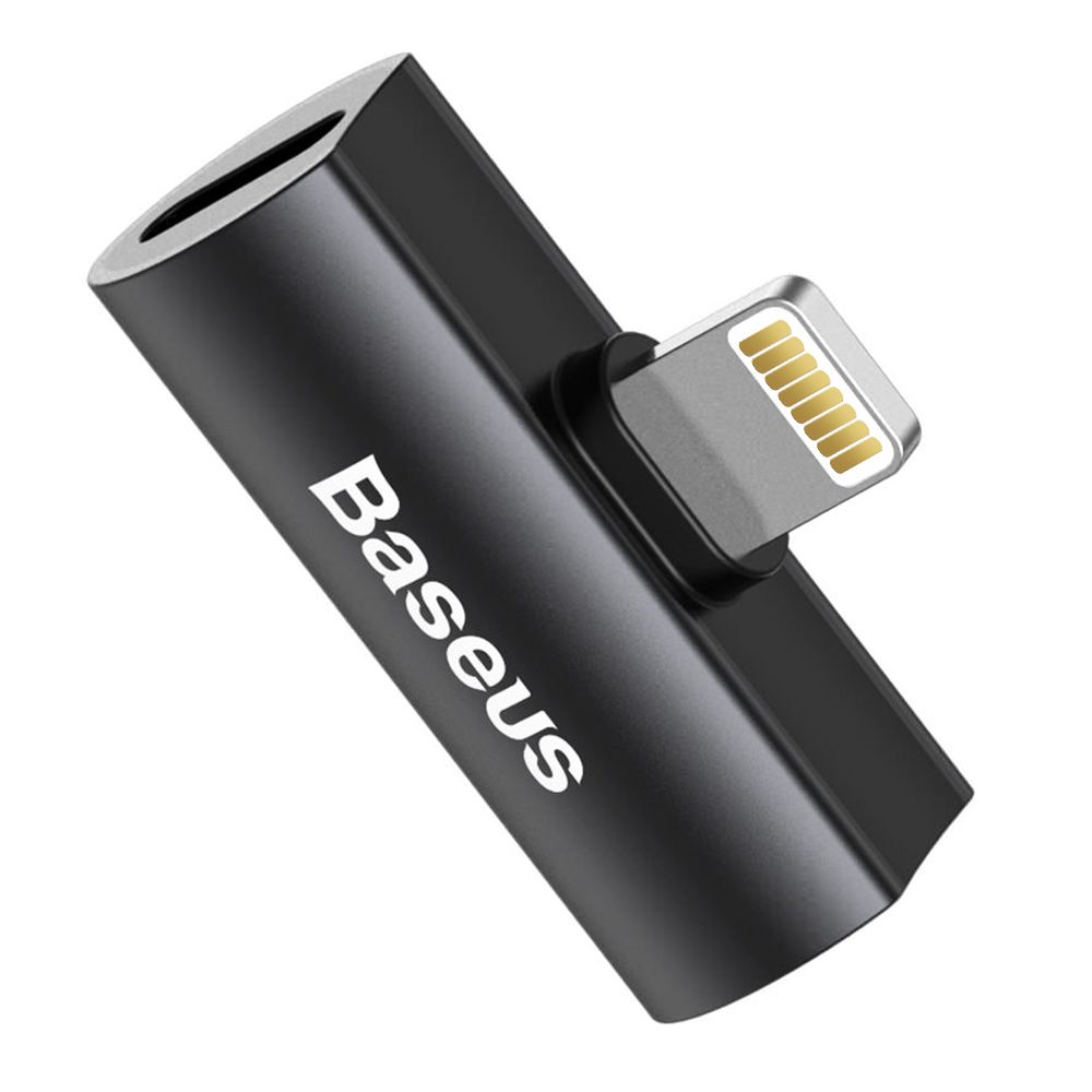 Adaptor incarcare, audio, Lightning la Dual Port Lightning Baseus L46, negru