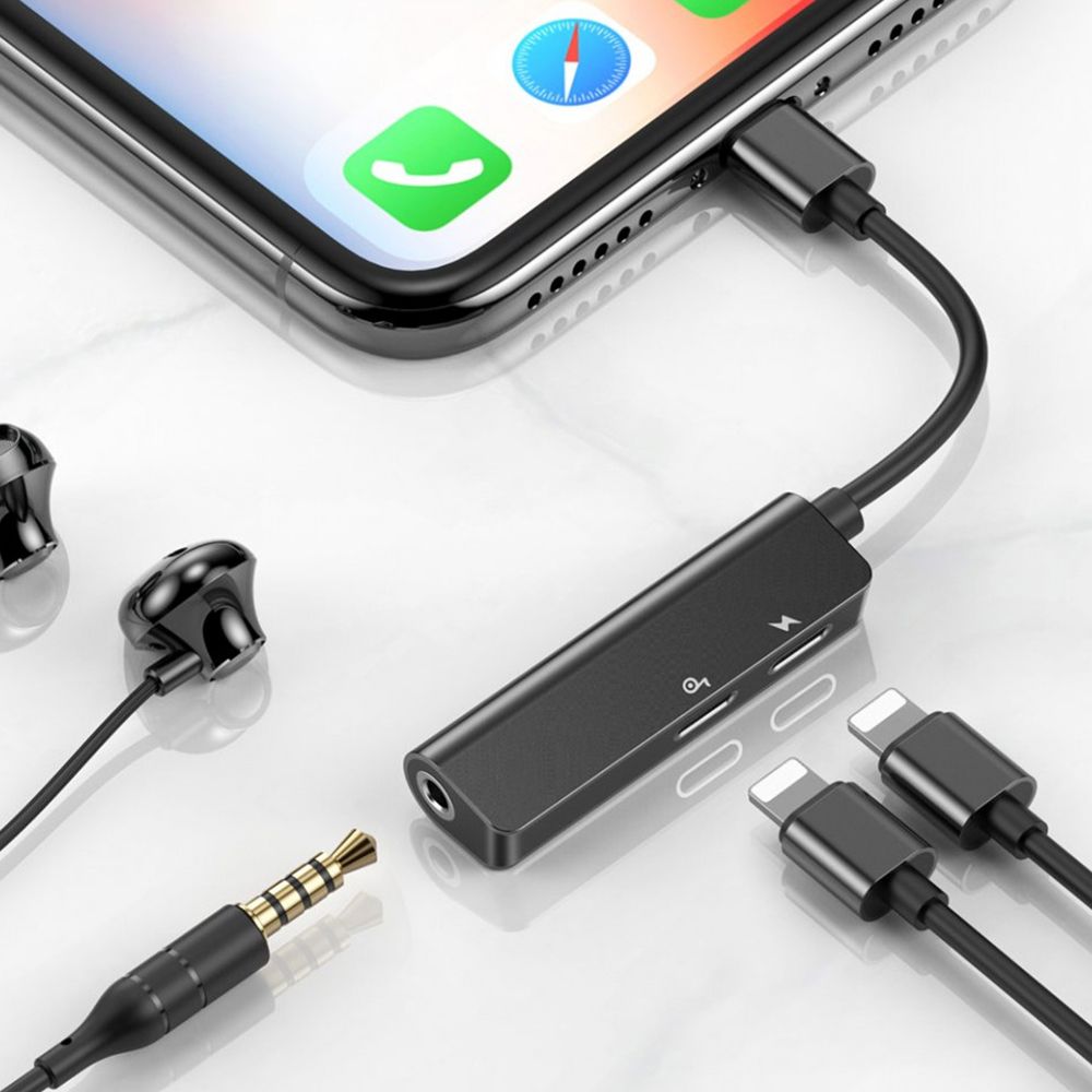 Adaptor audio Lightning la Lightning si Jack 3.5mm Baseus L52, incarcare