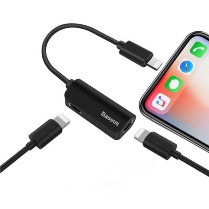 Adaptor incarcare, audio Lightning la Dual Port Lightning Baseus L37, negru