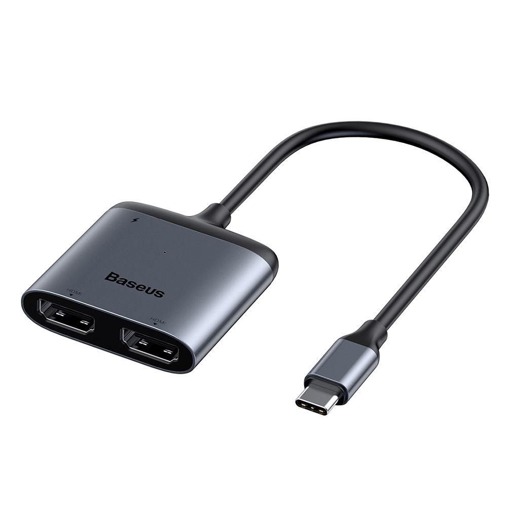 Adaptor Type-C la 2 x HDMI, PD Baseus Multihub Enjoy, gri