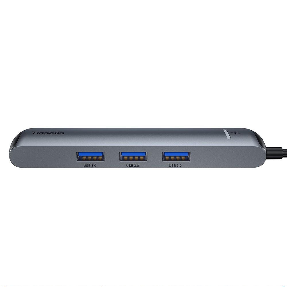 Adaptor incarcare, date multihub Type-C la 3 x USB 3.0, HDMI 4K, RJ45 Ethernet, PD Baseus Mechanical Eye, gri