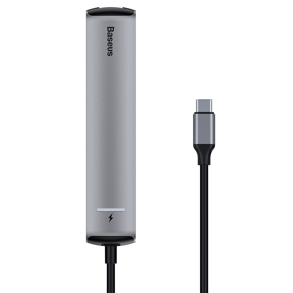Adaptor incarcare, date multihub Type-C la 3 x USB 3.0, HDMI 4K, RJ45 Ethernet, PD Baseus Mechanical Eye, gri