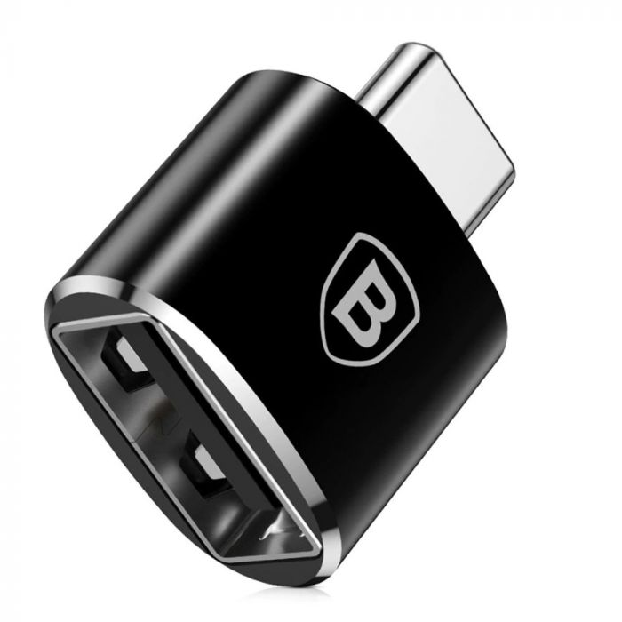 Adaptor incarcare, date Type-C la USB 3.0 Baseus Mini USB, negru, 2.4A max