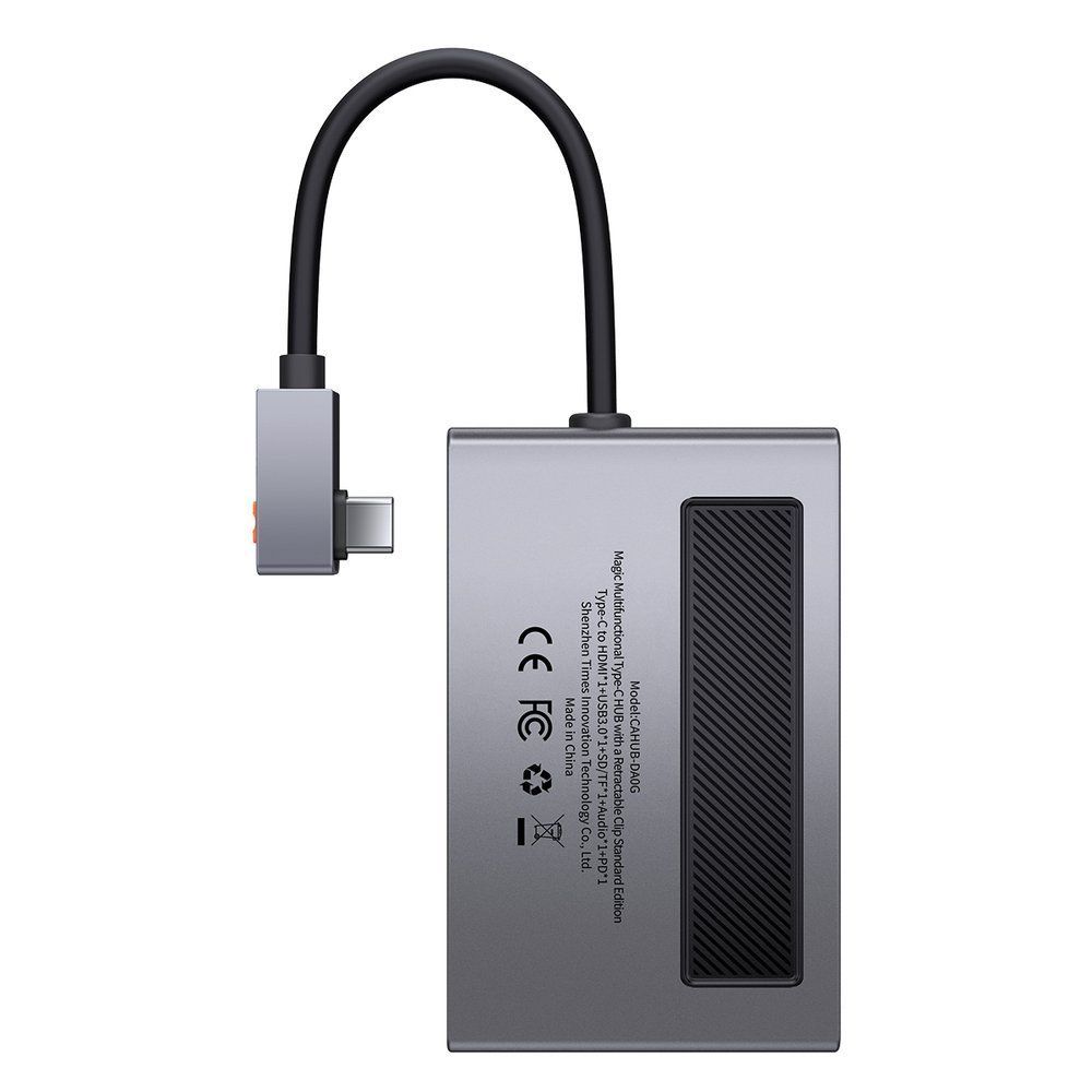 Adaptor incarcare, date multihub 6in1 Type-C la USB 3.0, Jack 3.5 mm, TF/SD, 4K HD, PD Baseus Magic Multifunctional, gri