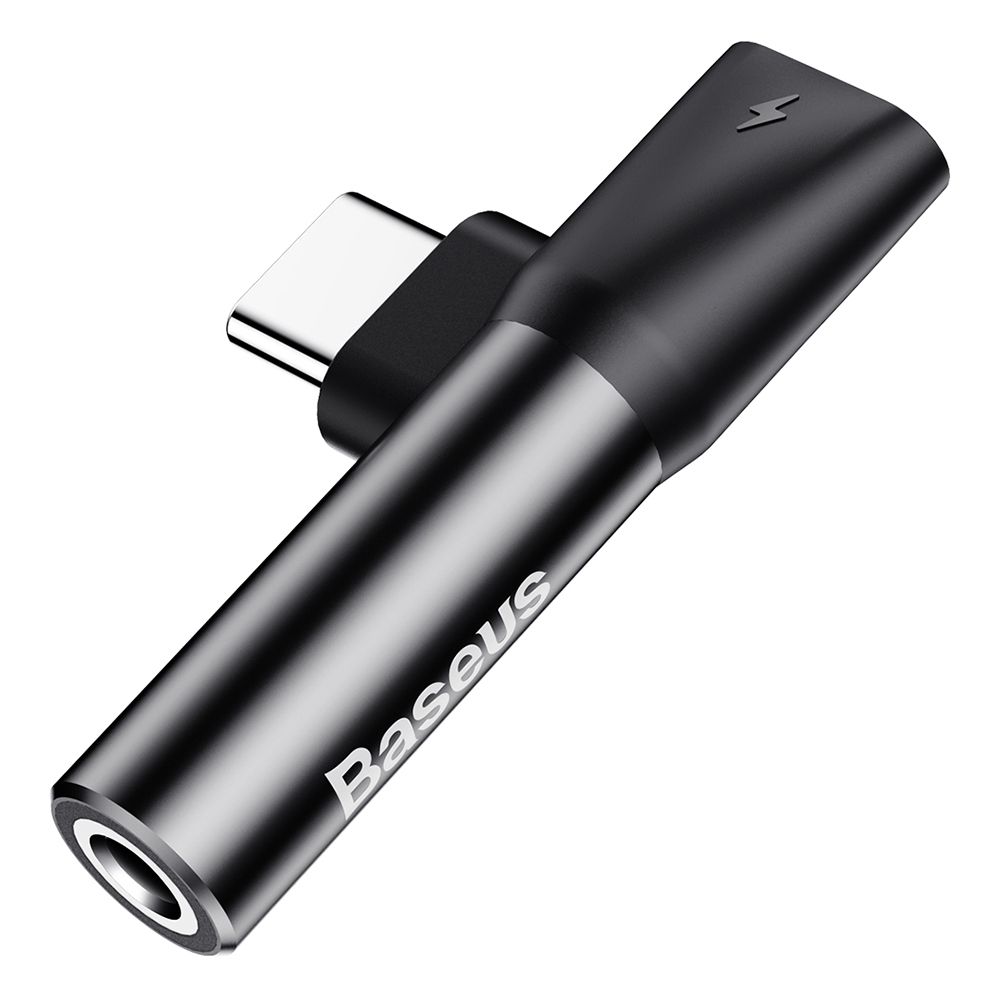 Adaptor incarcare, audio Type-C la port Type-C si port Jack 3.5mm Baseus L41, negru, 1A max, 2 in 1