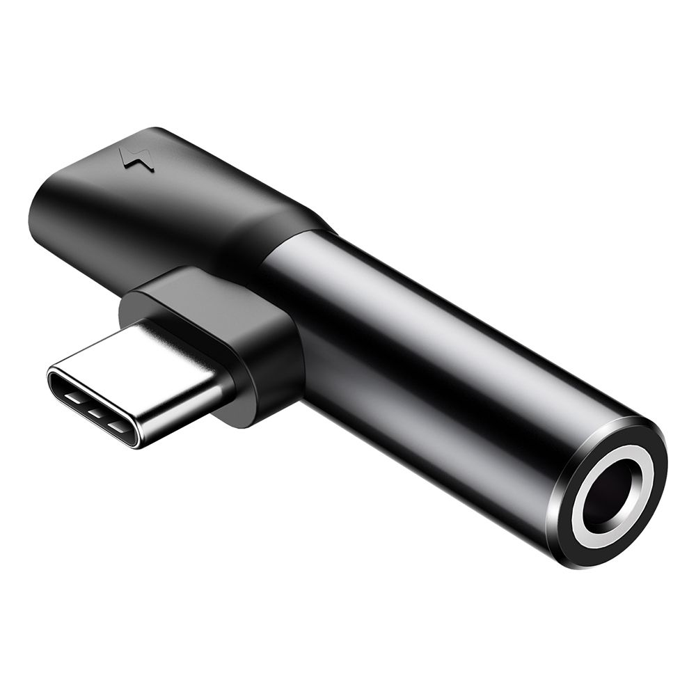 Adaptor incarcare, audio Type-C la port Type-C si port Jack 3.5mm Baseus L41, negru, 1A max, 2 in 1